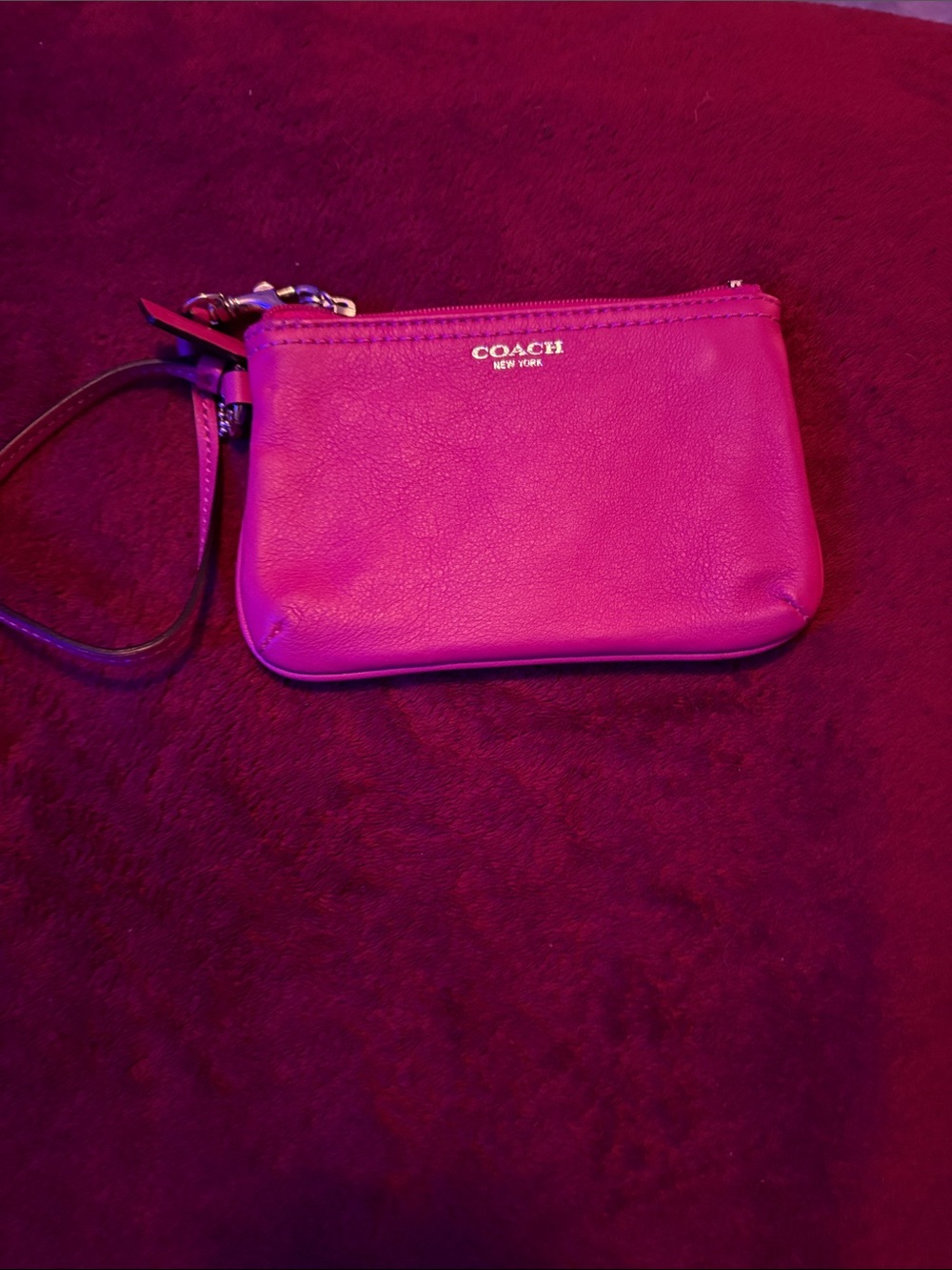 NY Coach Pink Leather Wristlet